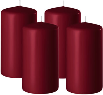 Enlightening Candles Cilinder/stompkaars - 4x - bordeaux rood - D8 x H12 cm - 45 branduur