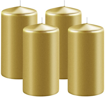 Enlightening Candles Cilinder/stompkaars - 4x - goud - D6 x H8 cm - 27 branduur