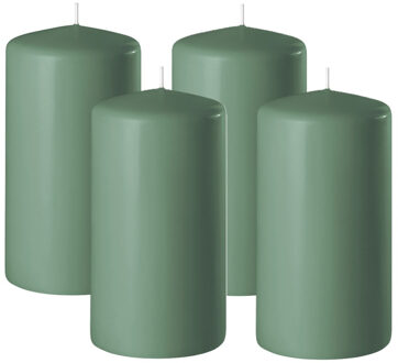 Enlightening Candles Cilinder/stompkaars - 4x - groen - D8 x H12 cm - 45 branduur