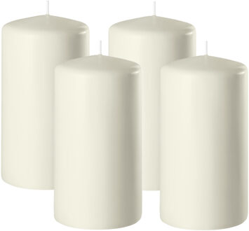 Enlightening Candles Cilinder/stompkaars - 4x - ivoor wit - D6 x H10 cm - 36 branduur