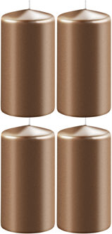 Enlightening Candles Cilinder/stompkaars - 4x - koper - D6 x H8 cm - 27 branduur