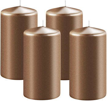 Enlightening Candles Cilinder/stompkaars - 4x - koper - D6 x H8 cm - 27 branduur