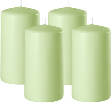 Enlightening Candles Cilinder/stompkaars - 4x - lichtgroen - D6 x H10 cm - 36 branduur