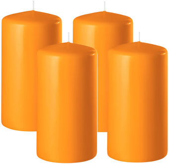 Enlightening Candles Cilinder/stompkaars - 4x - oranje - D6 x H8 cm - 27 branduur