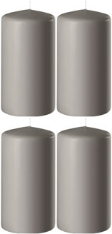 Enlightening Candles Cilinder/stompkaars - 4x - zand/grijs - D6 x H15 cm - 58 branduur