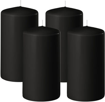 Enlightening Candles Cilinder/stompkaars - 4x - zwart - D6 x H10 cm - 36 branduur