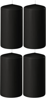 Enlightening Candles Cilinder/stompkaars - 4x - zwart - D6 x H8 cm - 27 branduur