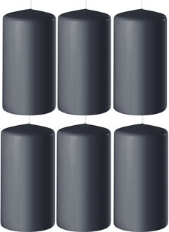 Enlightening Candles Cilinder/stompkaars - 6x - antraciet - D6 x H8 cm - 27 branduur
