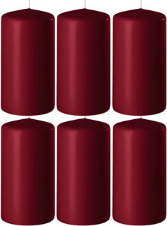 Enlightening Candles Cilinder/stompkaars - 6x - bordeaux rood - D8 x H12 cm - 45 branduur