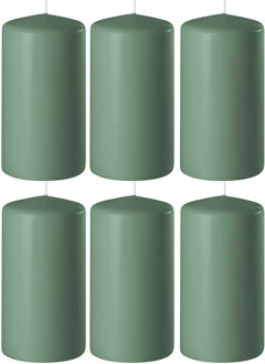Enlightening Candles Cilinder/stompkaars - 6x - groen - D6 x H10 cm - 36 branduur