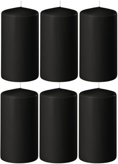 Enlightening Candles Cilinder/stompkaars - 6x - zwart - D6 x H10 cm - 36 branduur
