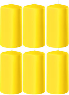Enlightening Candles Cilinder/stompkaars - 8x - geel - D6 x H10 cm - 36 branduur