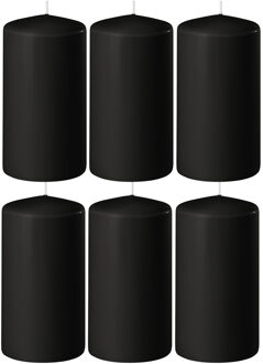 Enlightening Candles Cilinder/stompkaars - 8x - zwart - D6 x H8 cm - 27 branduur