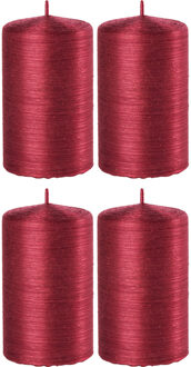 Enlightening Candles Cilinderkaars/stompkaars - 4x - rood - 6 x 10 cm - 25 branduren - sfeerkaarsen - kaarsen
