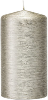 Enlightening Candles Cilinderkaars/stompkaars - zilver - 7 x 13 cm - 25 branduren - sfeerkaarsen - kaarsen