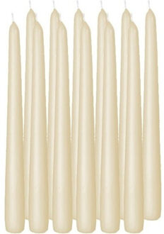 Enlightening Candles Dinerkaarsen - 12x stuks - creme wit - 8 branduren - 25 cm - kandelaar kaarsen