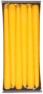 Enlightening Candles Dinerkaarsen - 12x stuks - geel - 8 branduren - 25 cm - kandelaar kaarsen