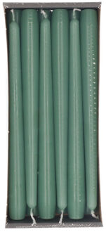 Enlightening Candles Dinerkaarsen - 12x stuks - groen - 8 branduren - 25 cm - kandelaar kaarsen