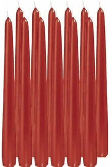 Enlightening Candles Dinerkaarsen - 12x stuks - rood - 8 branduren - 25 cm - kandelaar kaarsen