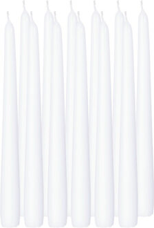 Enlightening Candles Dinerkaarsen - 12x stuks - wit - 8 branduren - 25 cm - kandelaar kaarsen