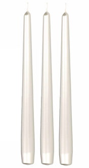 Enlightening Candles Dinerkaarsen - 24x stuks - zilver - 8 branduren - 25 cm - kandelaar kaarsen