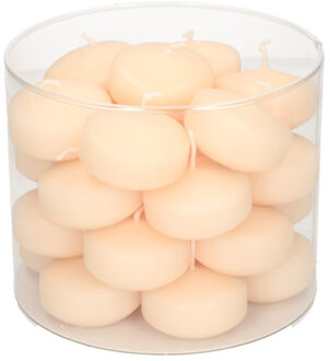 Enlightening Candles Drijfkaarsen - 28x stuks - creme wit - ca 4 branduren - dia 5 cm - sfeerkaarsen