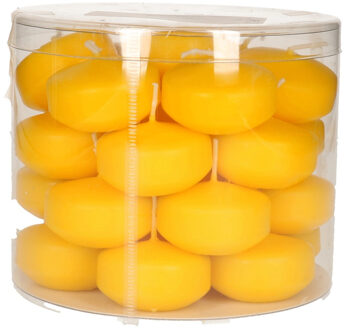 Enlightening Candles Drijfkaarsen - 28x stuks - geel - ca 4 branduren - dia 5 cm - sfeerkaarsen