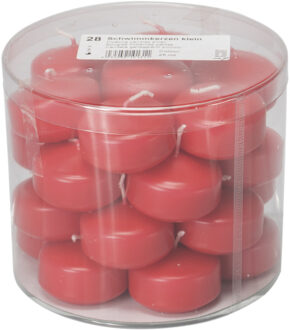 Enlightening Candles Drijfkaarsen - 28x stuks - rood - ca 4 branduren - dia 5 cm - sfeerkaarsen