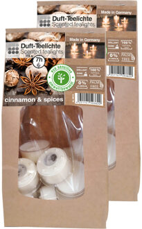Enlightening Candles Geur theelichtjes - 36x st - kaneel - wit - 4 cm - 7 branduren - geurkaarsen