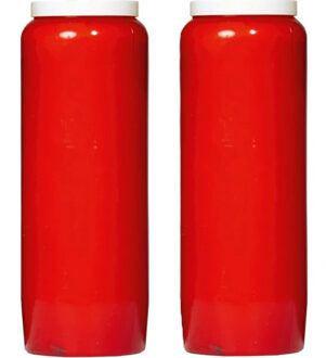 Enlightening Candles Grafkaars/gedenklicht - 2x - rood - 7 cm x 20 cm - 9 dagen - Noveenkaars - Gedenkkaars - Graflicht