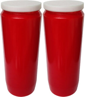 Enlightening Candles Grafkaars/gedenklicht - 2x - rood - 7cm x 20 cm - 9 dagen - Noveenkaars - Gedenkkaars - Graflicht