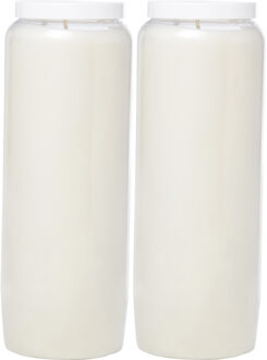 Enlightening Candles Grafkaars/gedenklicht - 2x - Wit - 7 x 20 cm - 216 branduur - 9 dagen