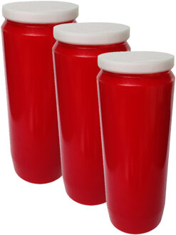 Enlightening Candles Grafkaars/gedenklicht - 3x - rood - 7 cm x 20 cm - 9 dagen - Noveenkaars - Gedenkkaars - Graflicht