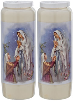 Enlightening Candles Noveenkaars - 2x - wees gegroet - wit - met gebed - 6 x 18 cm - 9 dagen - kaarsen