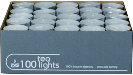 Enlightening Candles Theelichtjes/waxinelichtjes - wit - 100x stuks - 5 branduren - geurloze kaars