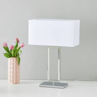 Enna 2 textiel-tafellamp, hoogte 53 cm wit, nikkel