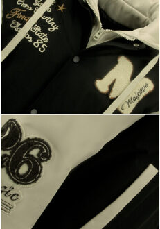 Enos Baseball jacket classic oversized met capuchon 8632 - maat XXL Zwart