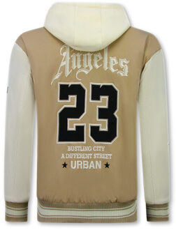 Enos Baseball jas met capuchon oversized bomberjack Bruin