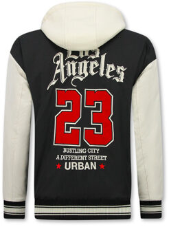 Enos Baseball jas met capuchon oversized bomberjack - maat L Zwart