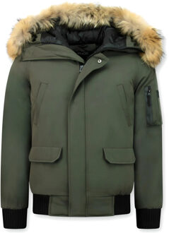 Enos Donsjas Enos  Korte Winterjas Army Bontkraag