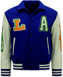 Enos Geborduurde retro college jackets oversized 851 Blauw - M