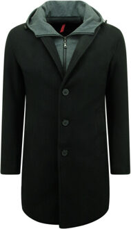 Enos Getailleerde mantel met capuchon Zwart - L