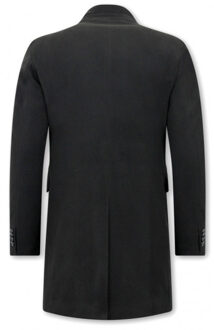 Enos Klassieke lange mantel met rits Zwart - S