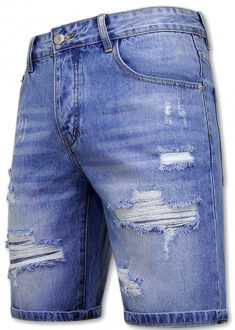 Enos Korte broek met gaten denim short - maat 30 Blauw