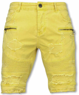 Enos Korte broek slim fit damaged biker jeans h zippers Wit - 32