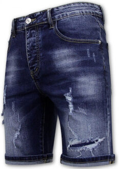 Enos Korte broek stretch denim short - maat 28 Blauw