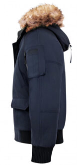 Enos Korte Heren Winterjas – Met Faux Bontkraag – Blauw - Maat: L