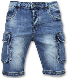 Enos Korte Spijkerbroek Mannen - Shorts Heren Spijker - J981 - Blauw - Maten: 28