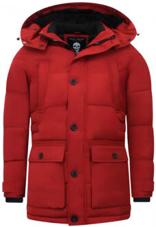 Enos Lange gewatteerde jas Rood - S