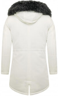 Enos Lange Heren Winterjas – Met Nep Bontkraag – Wit - Maten: S